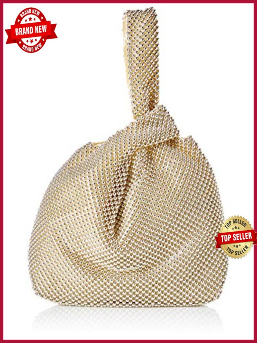 Mesh Evening Clutch with Ring Handle and Magnetic Snap Closure